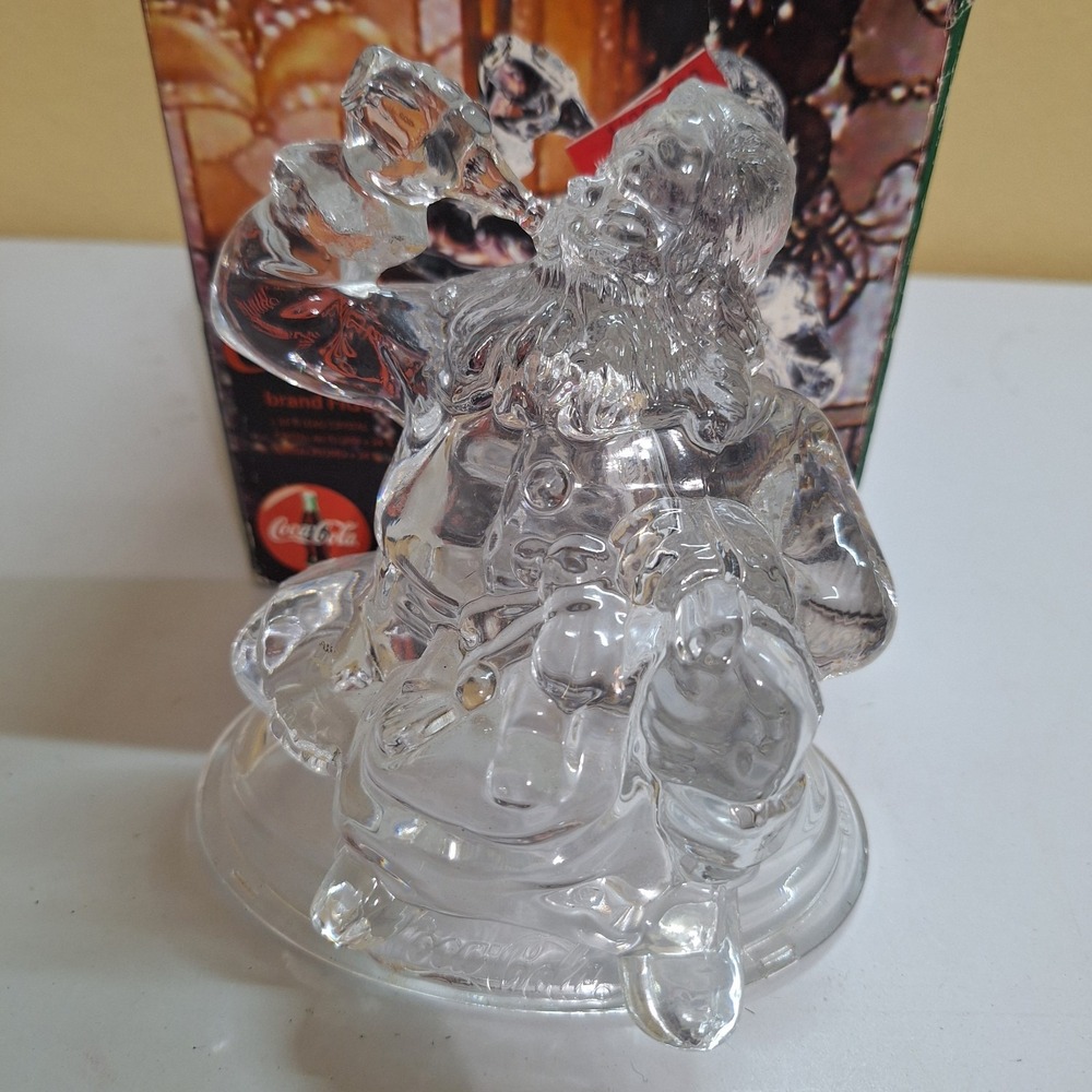 1999 Coca Cola Santa Glass Figurine Paperweight Arc France Holiday Decor‎